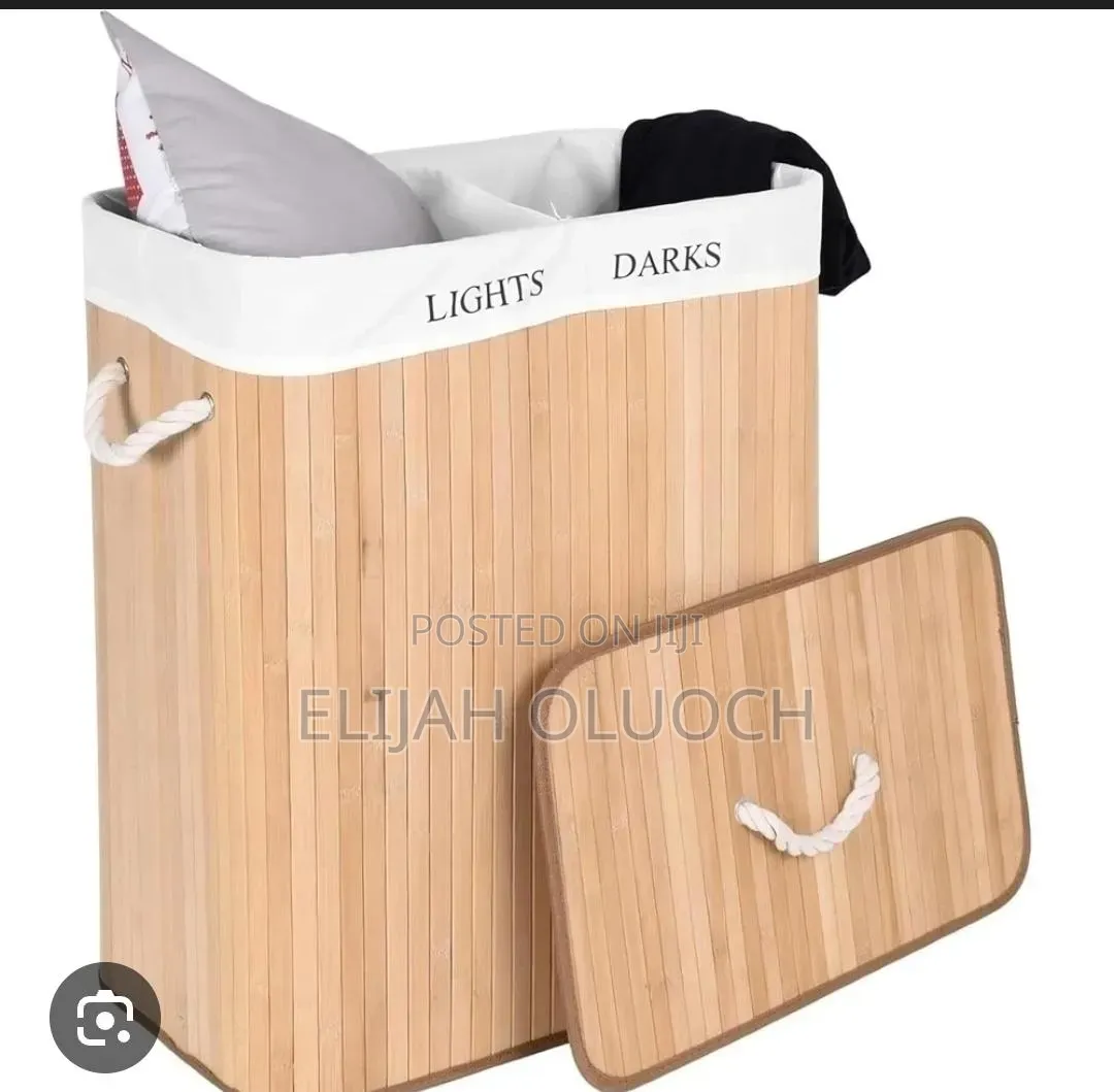100l Bamboo Laundry Basket With Flip Lid -