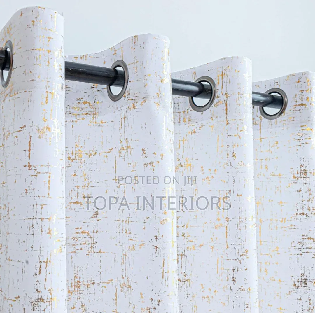 Luxurious White Velvet Curtains With Gold Patterns