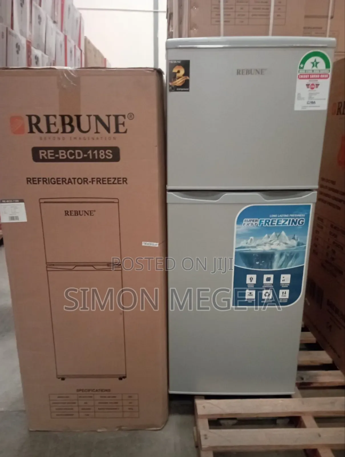 Rebune 118 Litres Double Door Refrigerator