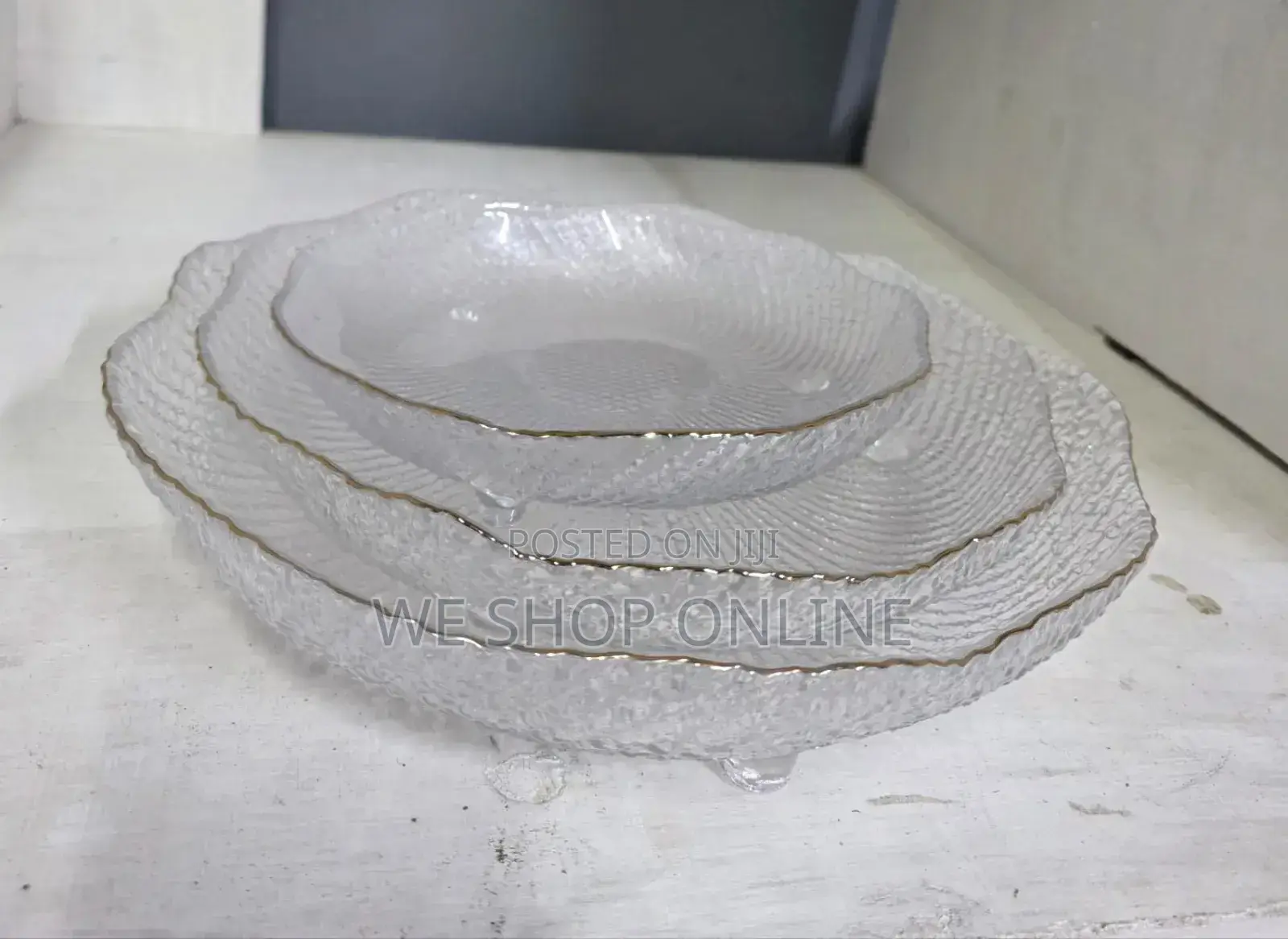 3 PCS Crystal Glass Gold Edge