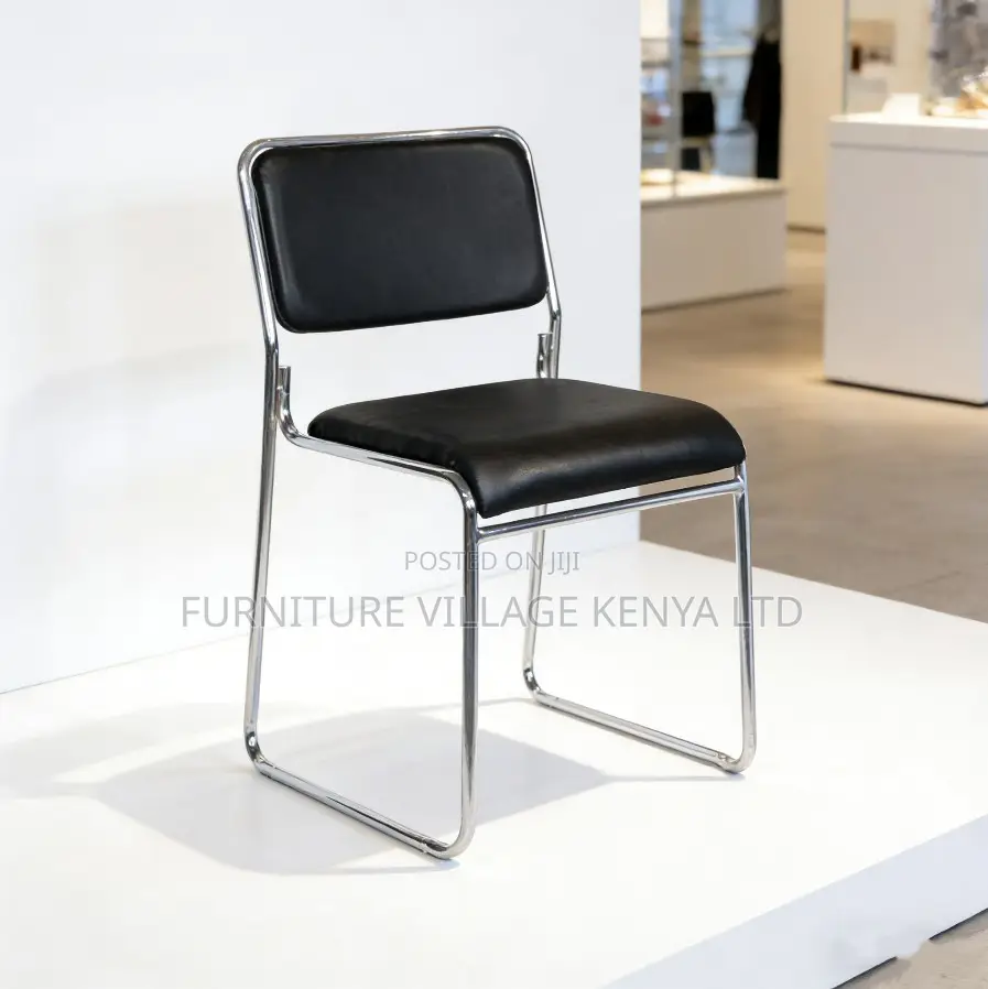 Leather Padded Armless Guest Chrome Seat