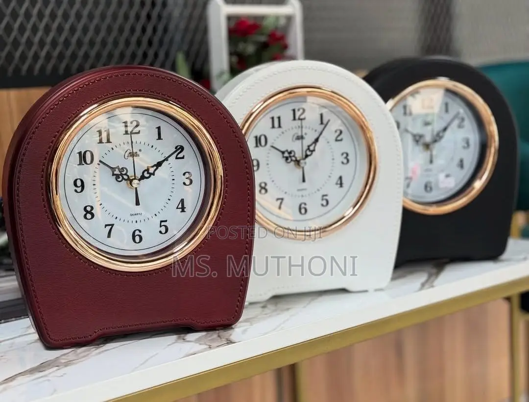 Premium Leather Executive Desktop Clock (Engraveable)