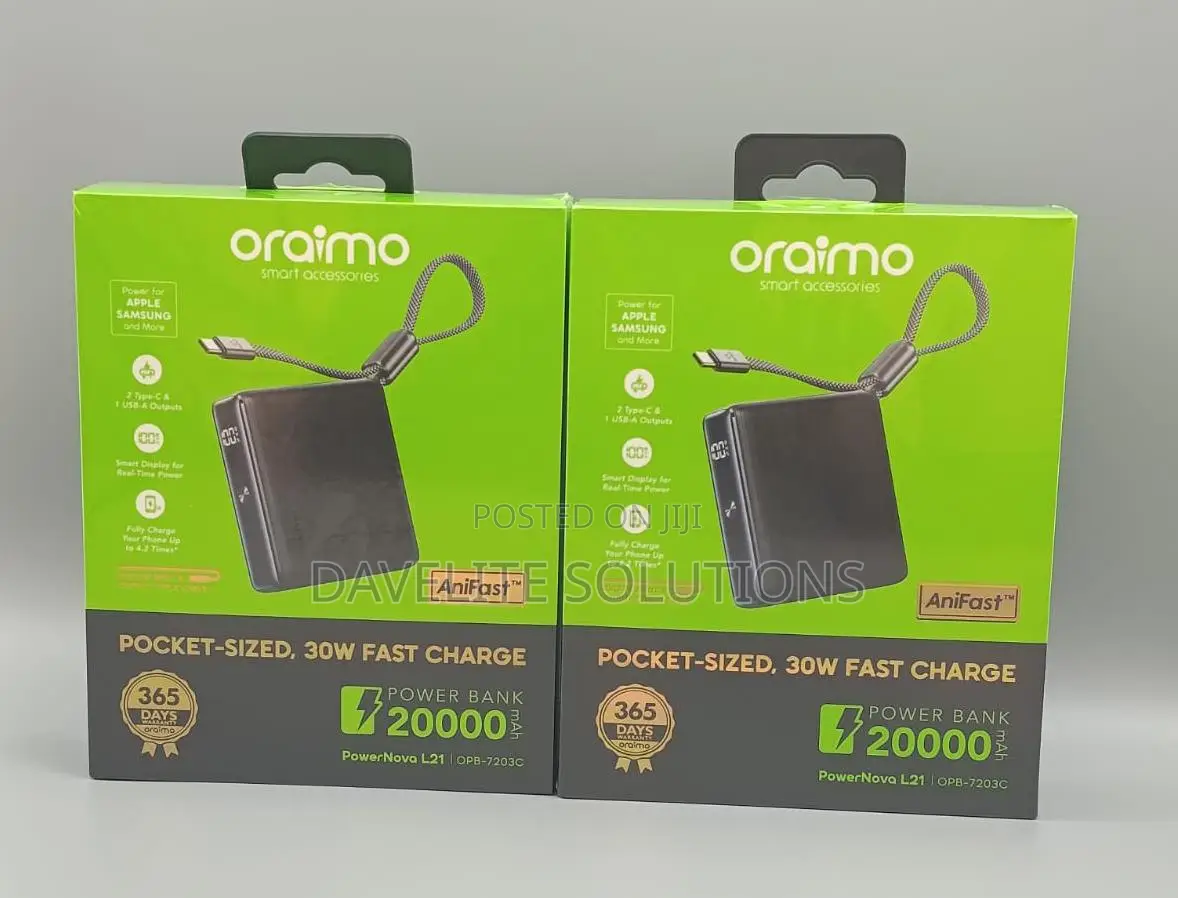 Oraimo Powerbank 20,000mah. Powernova L21 (Opb-7203c), 30w