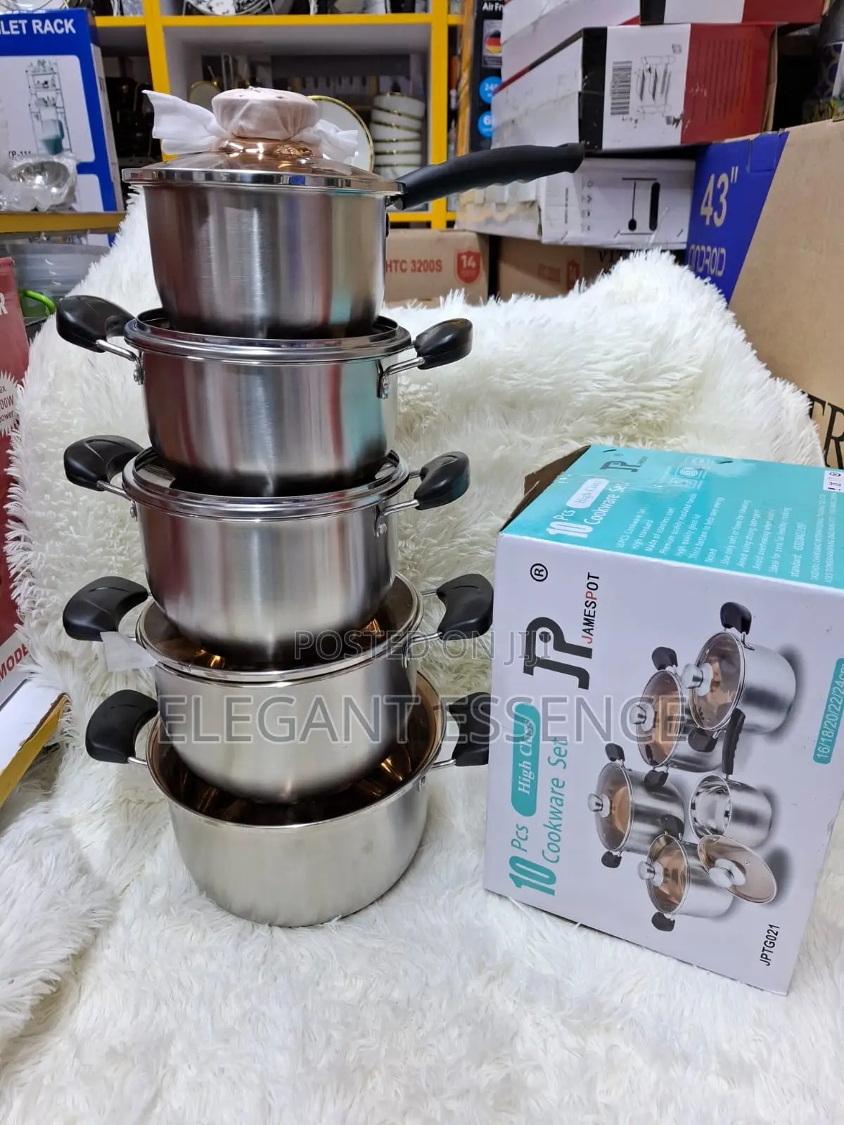 10pcs Jp Stainless Steel Cookware With Glass Lid and Insulated Handle