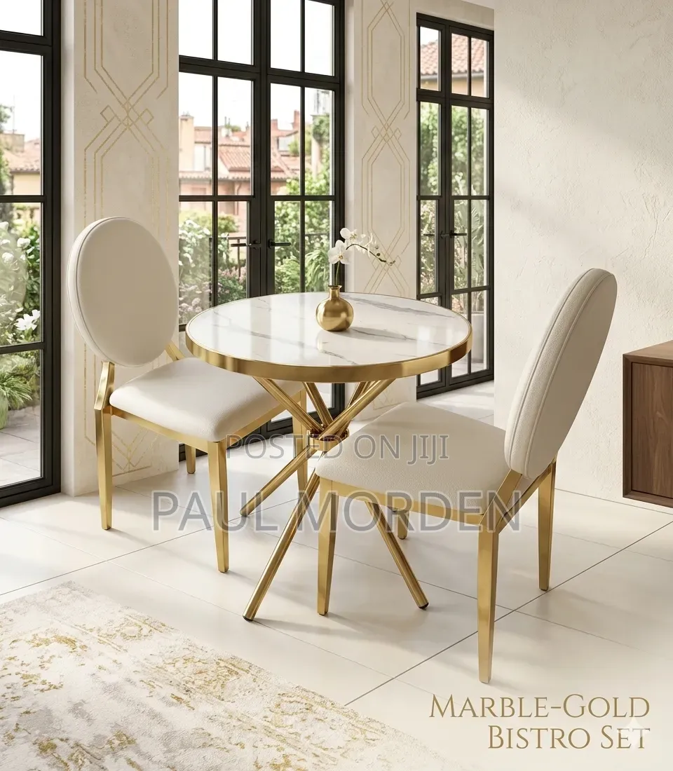 Dining Set:Marble Gold Bistro Set