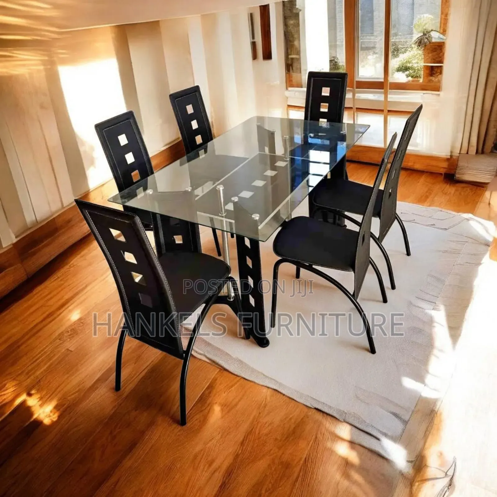 6-Seater Glass Dining Set With Stylish Chairs