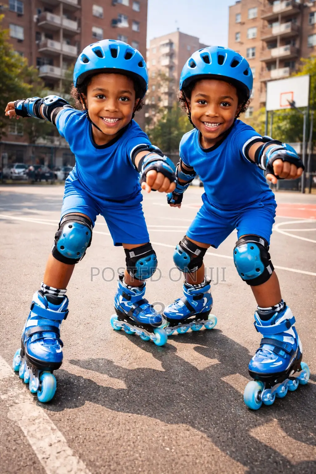 Strong Kids Skates Set With Protective Gear Blue