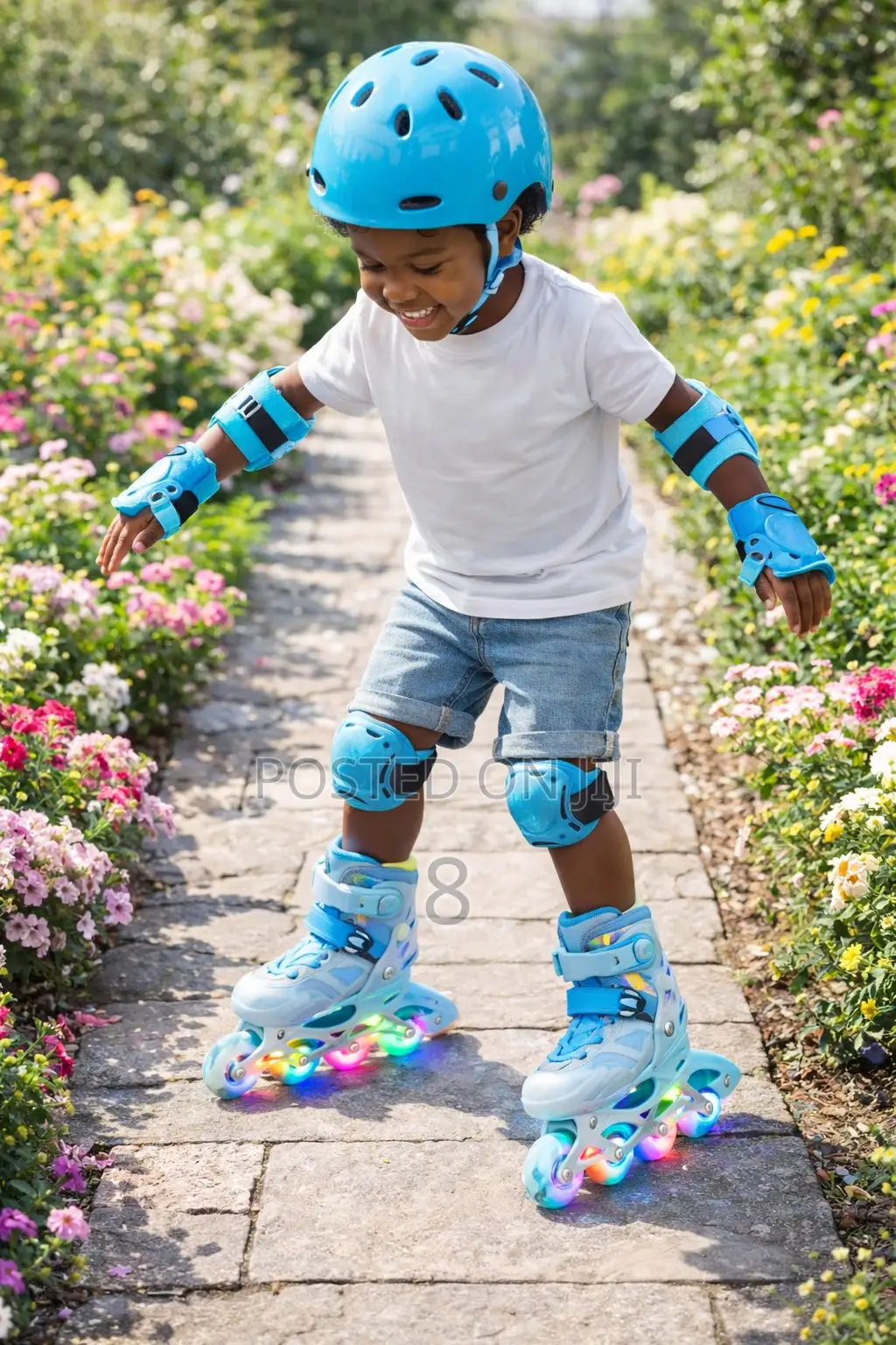 Premium Blue Kids Inline Skates Full Safety Kit