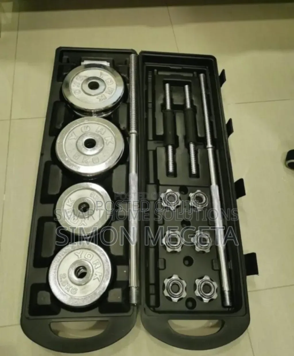 With Wheels Case. Portable 50kgs Chrome Dumbells