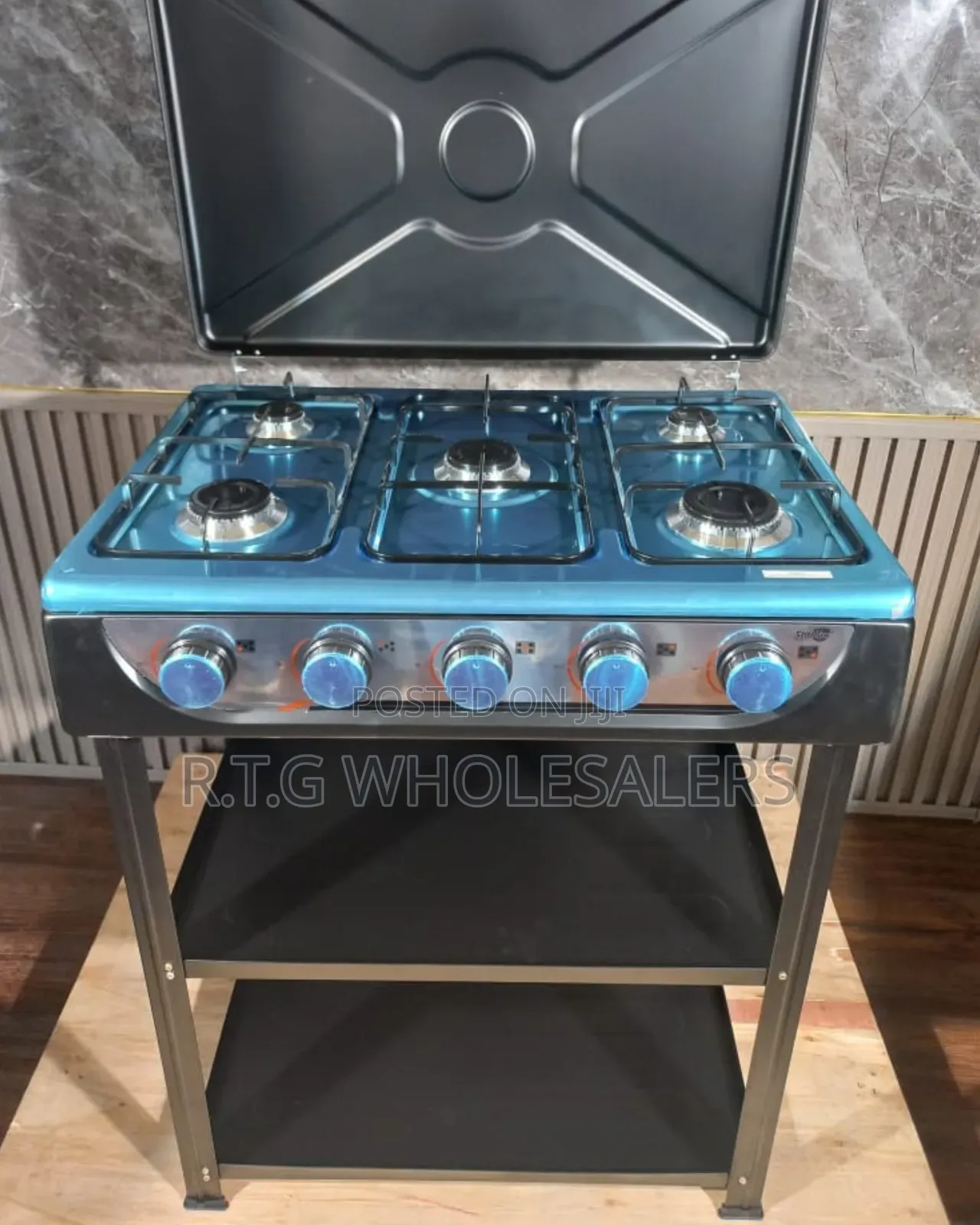 Starlux 5 Burner Gas Cooker Stand Oven With Storage Shelves