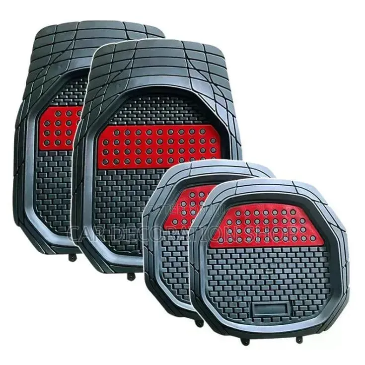 5pc Black _Red Perfect Fit Mats for 5 Seaters