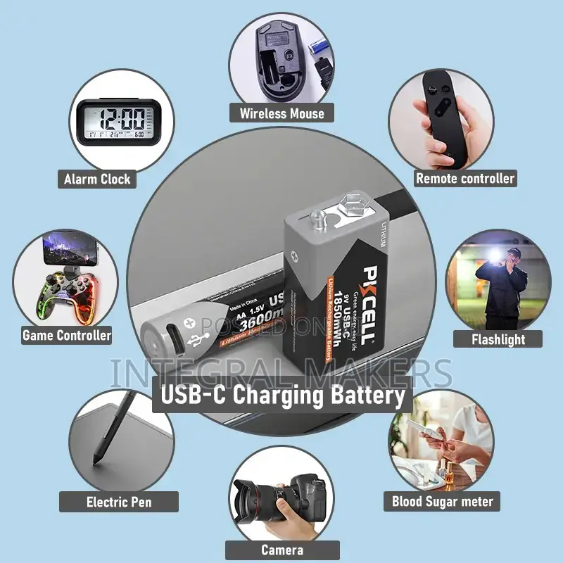 Usb-C Lithium Rechargeable Battery 1.5v a a 3600mwh