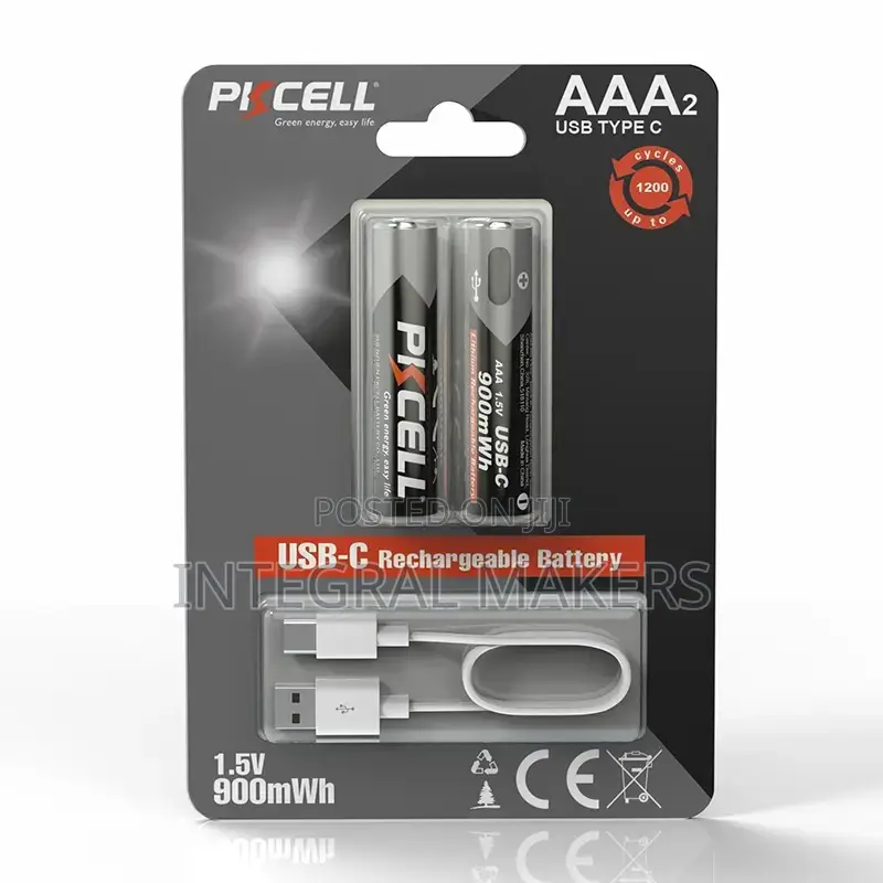 Usb-C Lithium Rechargeable Battery 1.5v Aaa 900mwh