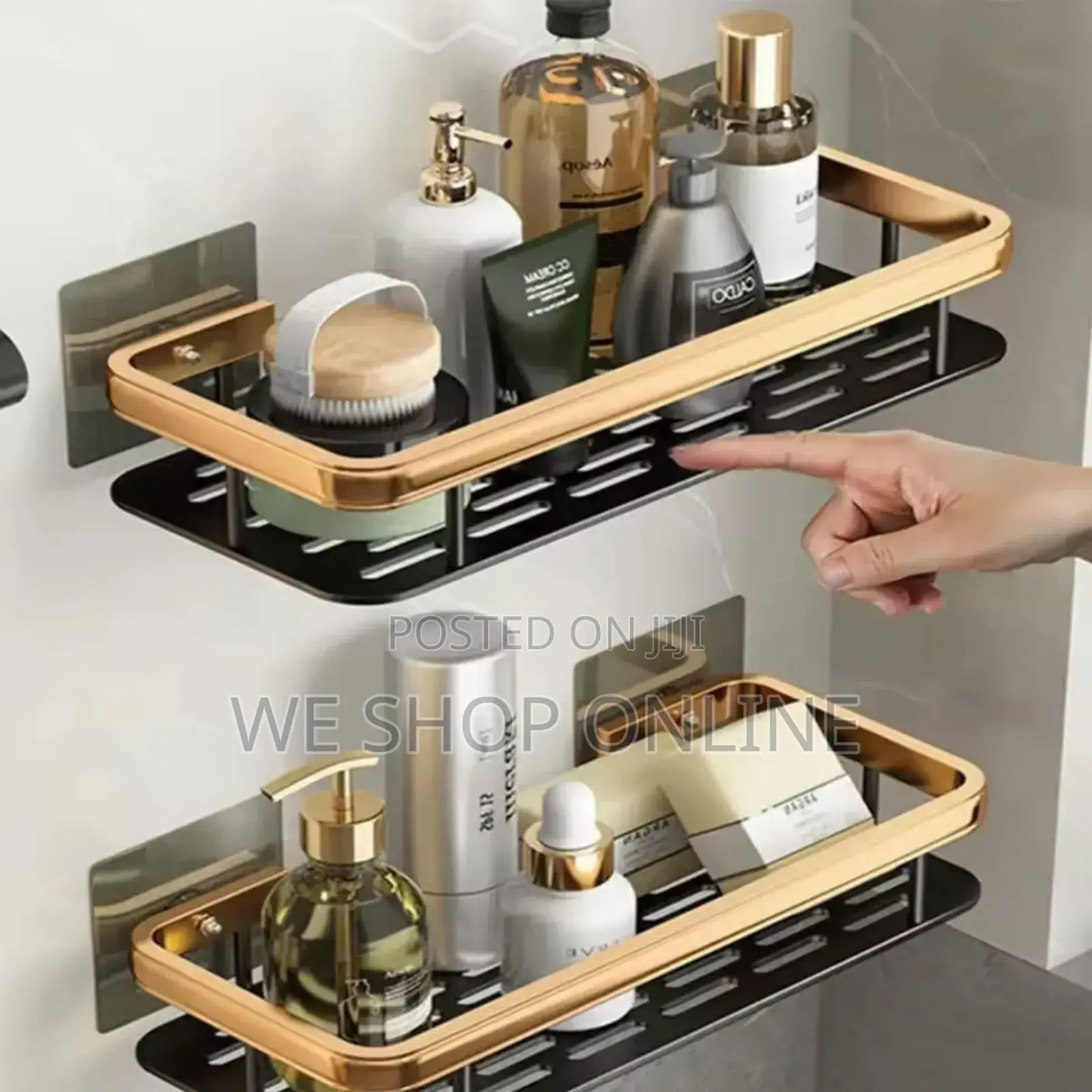2 PCS Aluminum Alloy Rectangular Shelf (Black Gold