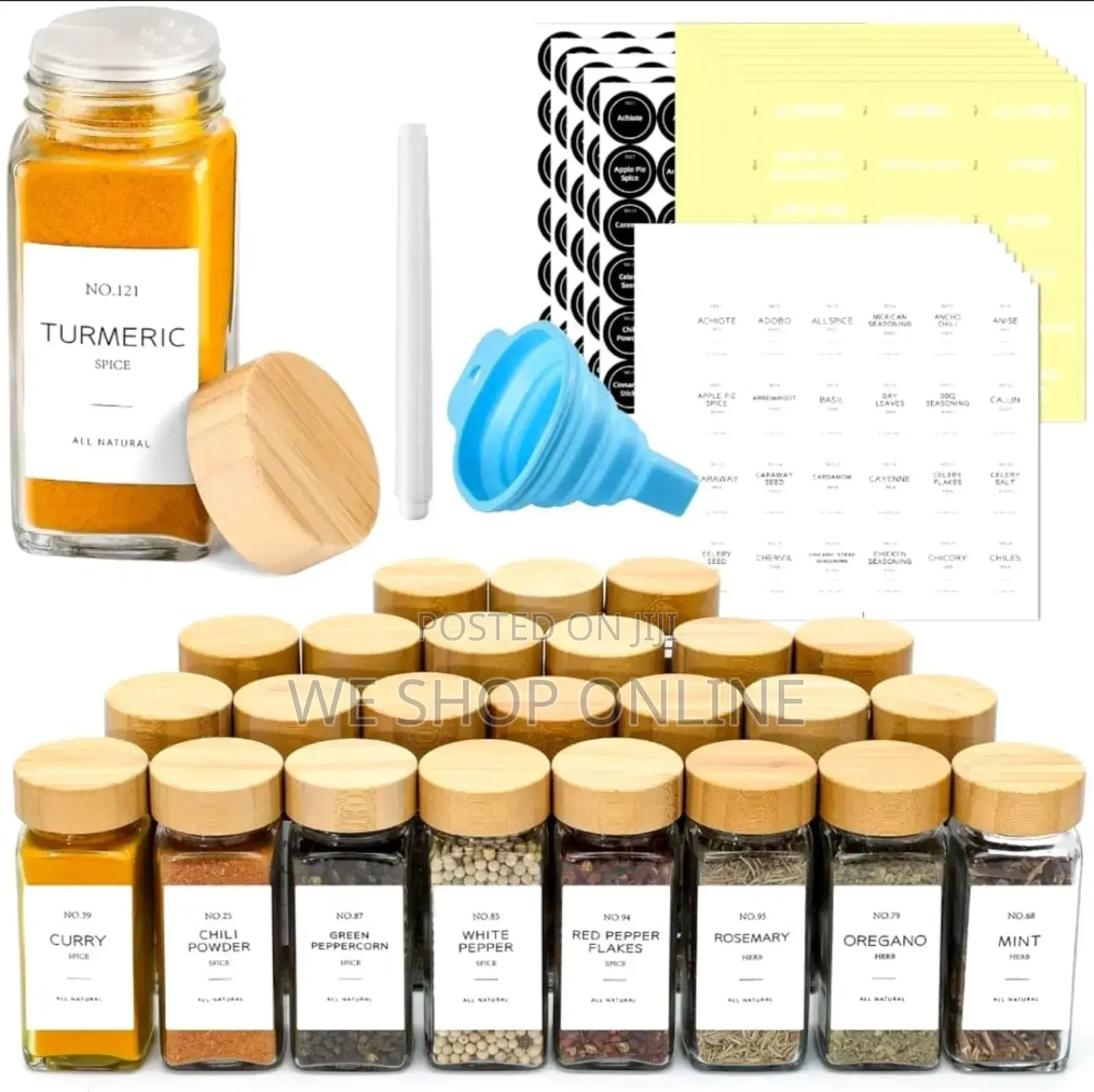 29 PCS Set Glass Storage Jars With Bamboo Lid .