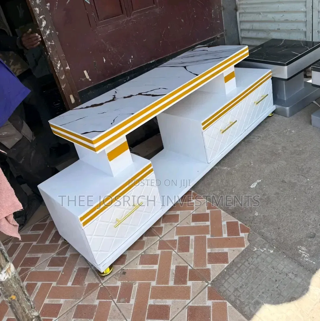 Executive Tv Stand With Marble Coating and Light