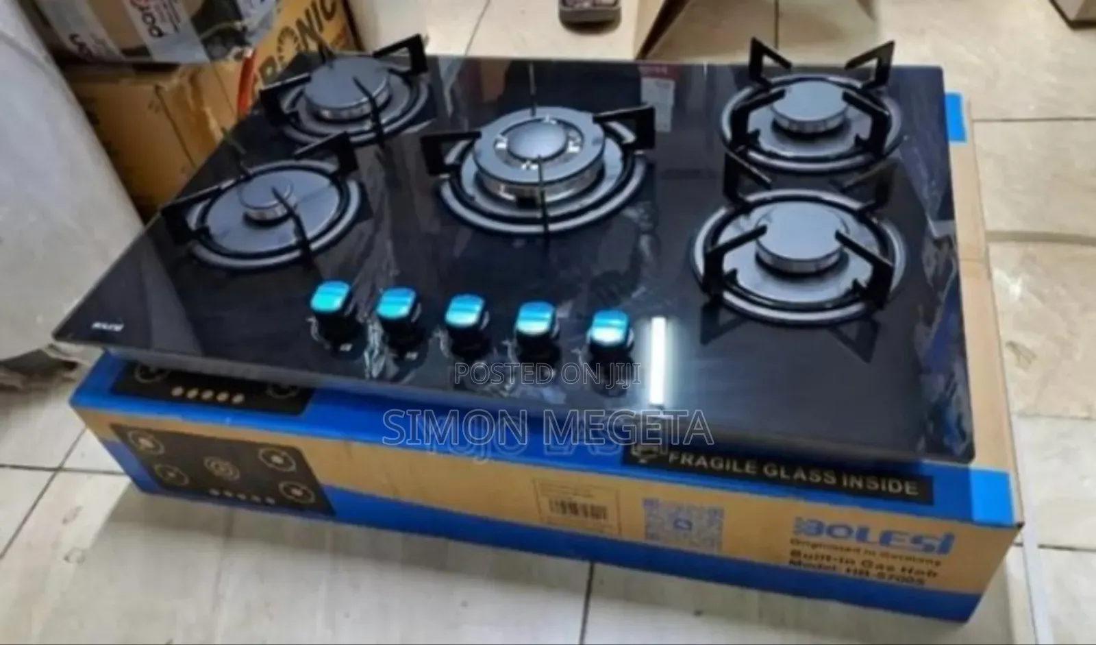 Black Bolesi 5burner in-Built Cooker