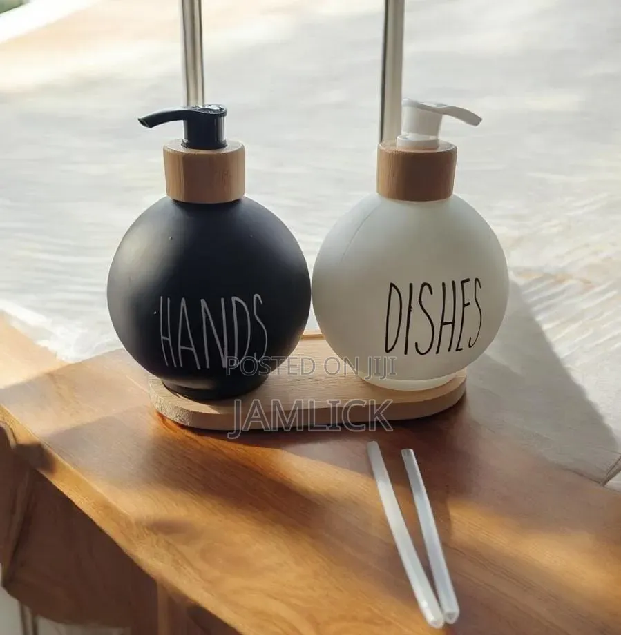 3 in 1 Refillable Ceramic Bottle Set With Bamboo Base –Sn