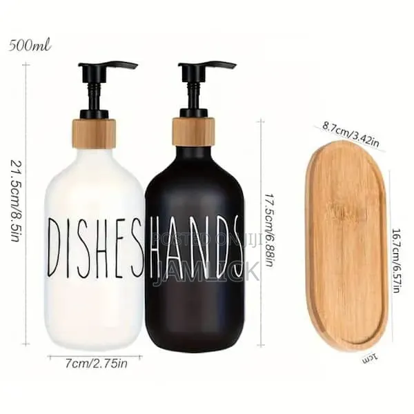 3 in 1 Refillable Ceramic Bottle Set With Bamboo Base –Sn