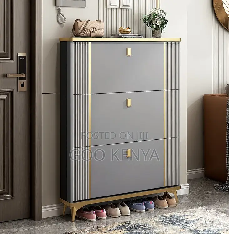 Home Shoe Rack; Modern Ultra-Thin Flip Door Metal Shoe Rack Cabinet