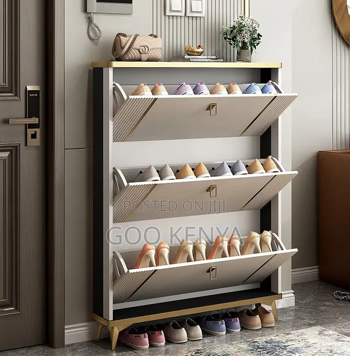 Home Shoe Rack; Modern Ultra-Thin Flip Door Metal Shoe Rack Cabinet