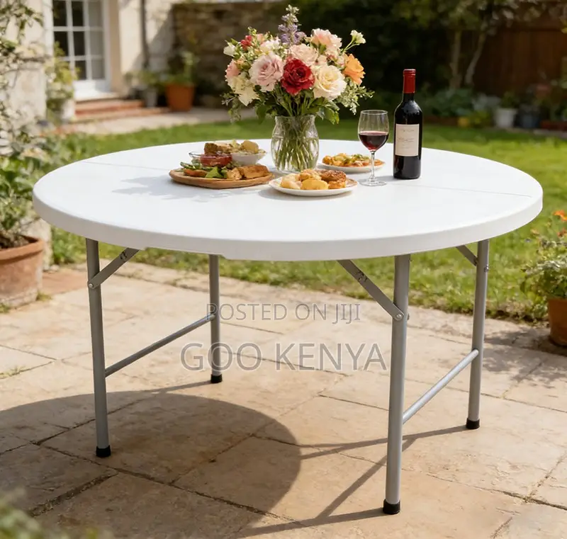 Outdoor Table; Strong Portable Folding Workbench Table With Round Top