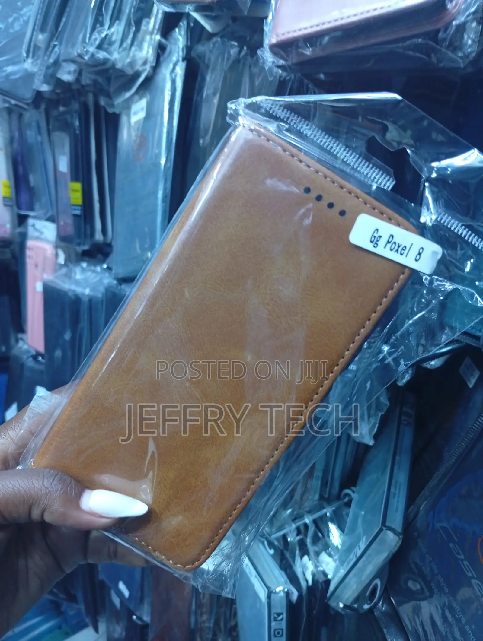 Brown Leather Flip Wallet Case Is Designed for the Google Pixel 8.