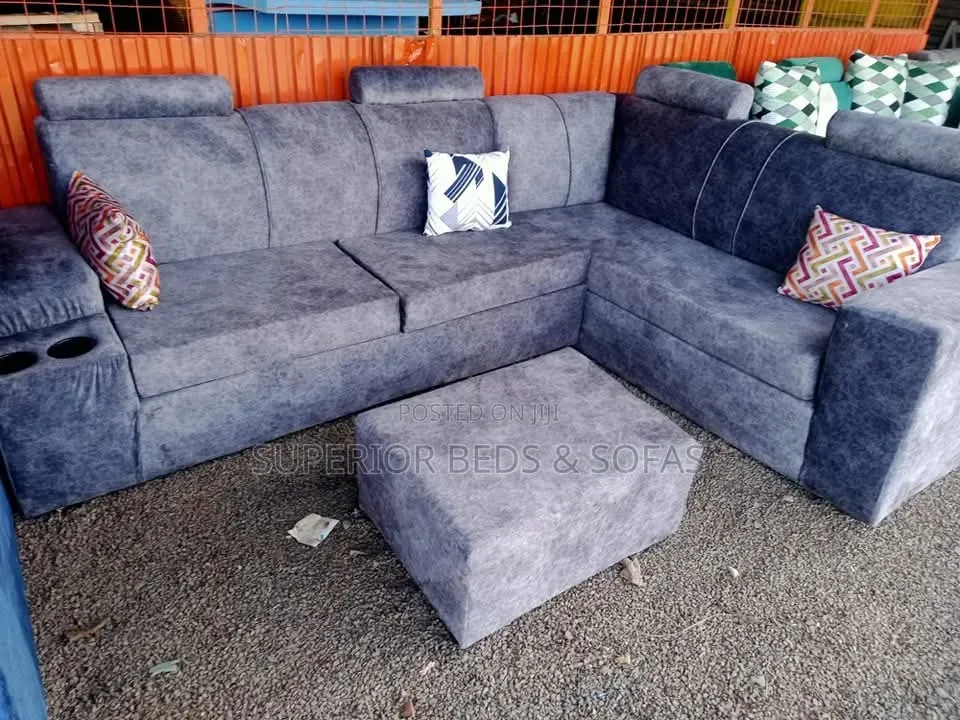 6 Seater L-Shaped Sofa With Cup Holders