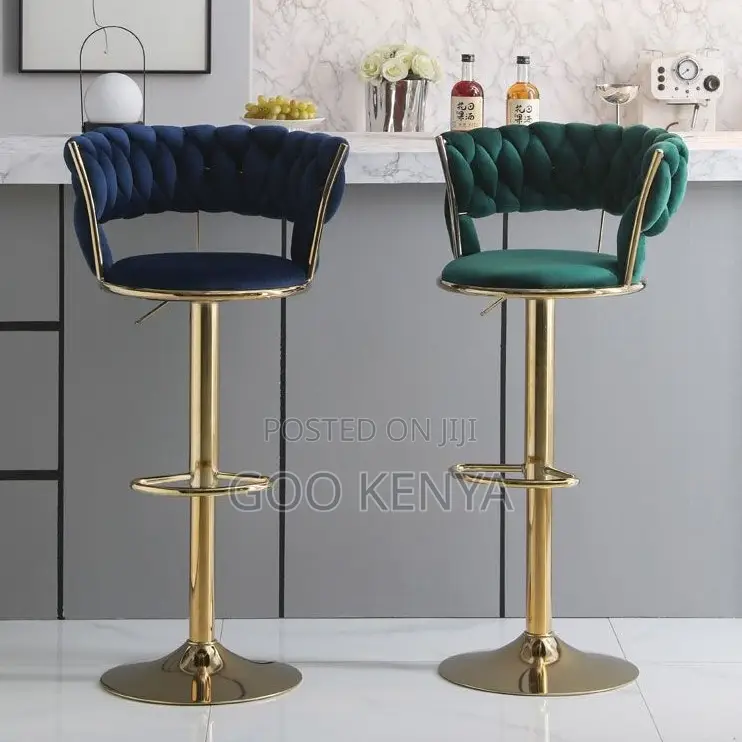 Kitchen Stool; High-Quality Swivel Bar Stool Chair With Velvet Finish