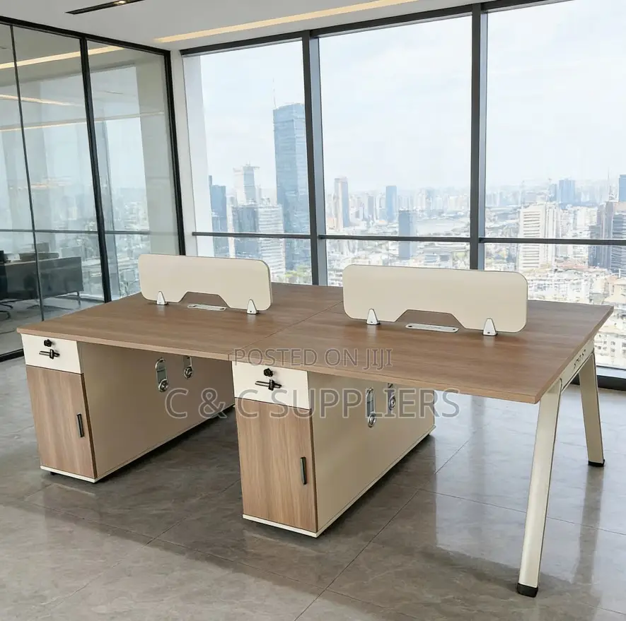 Office Desks; 4-Way Modular Office Workstation With Storage