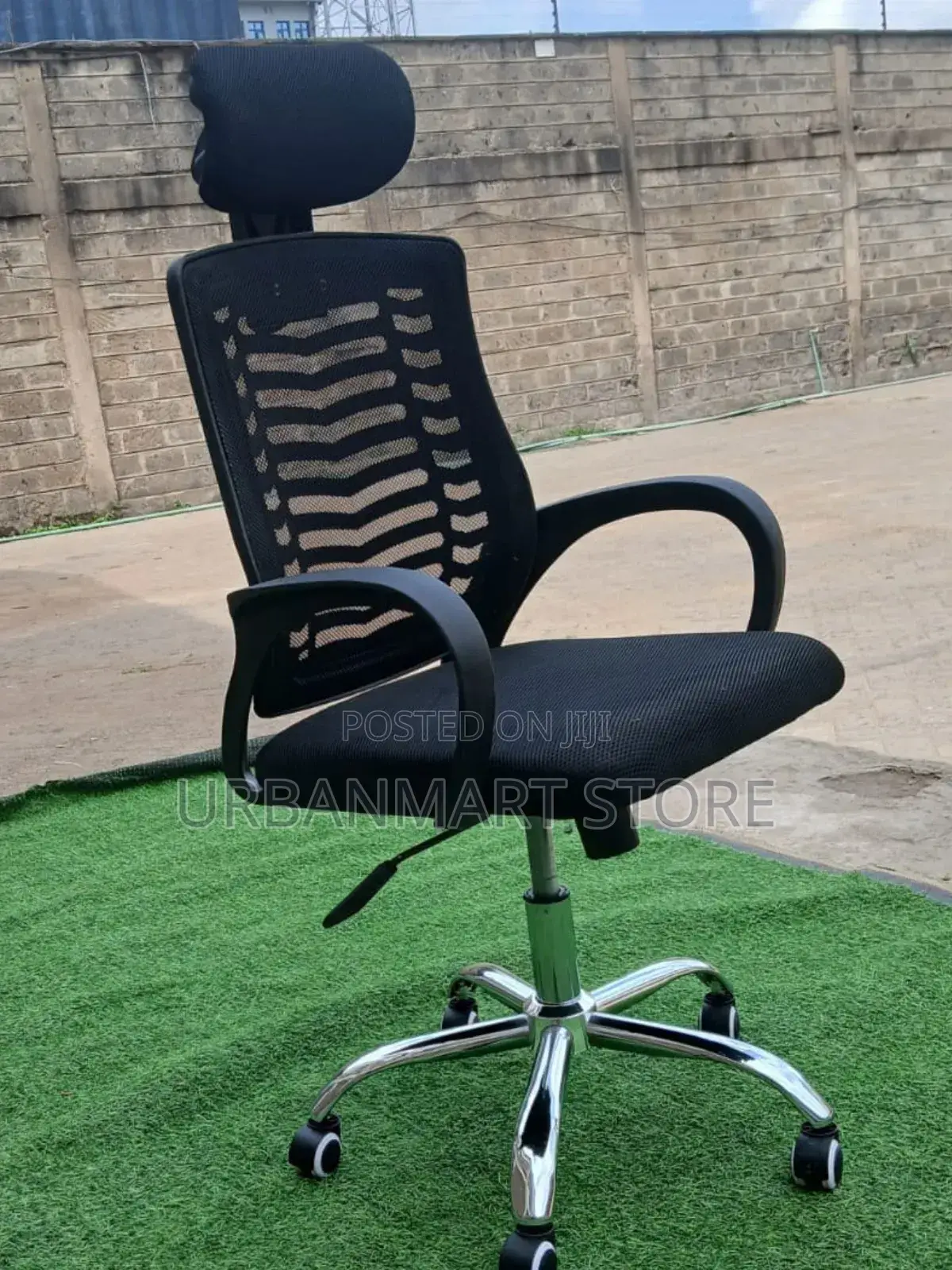 Secretarial Mesh Office Chair With Headrest Adjustable Height