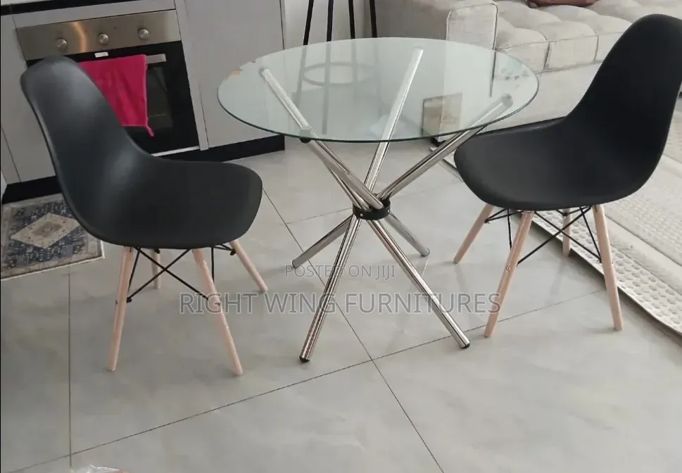 Silver Cocktail Stand 2 Dining Chairs