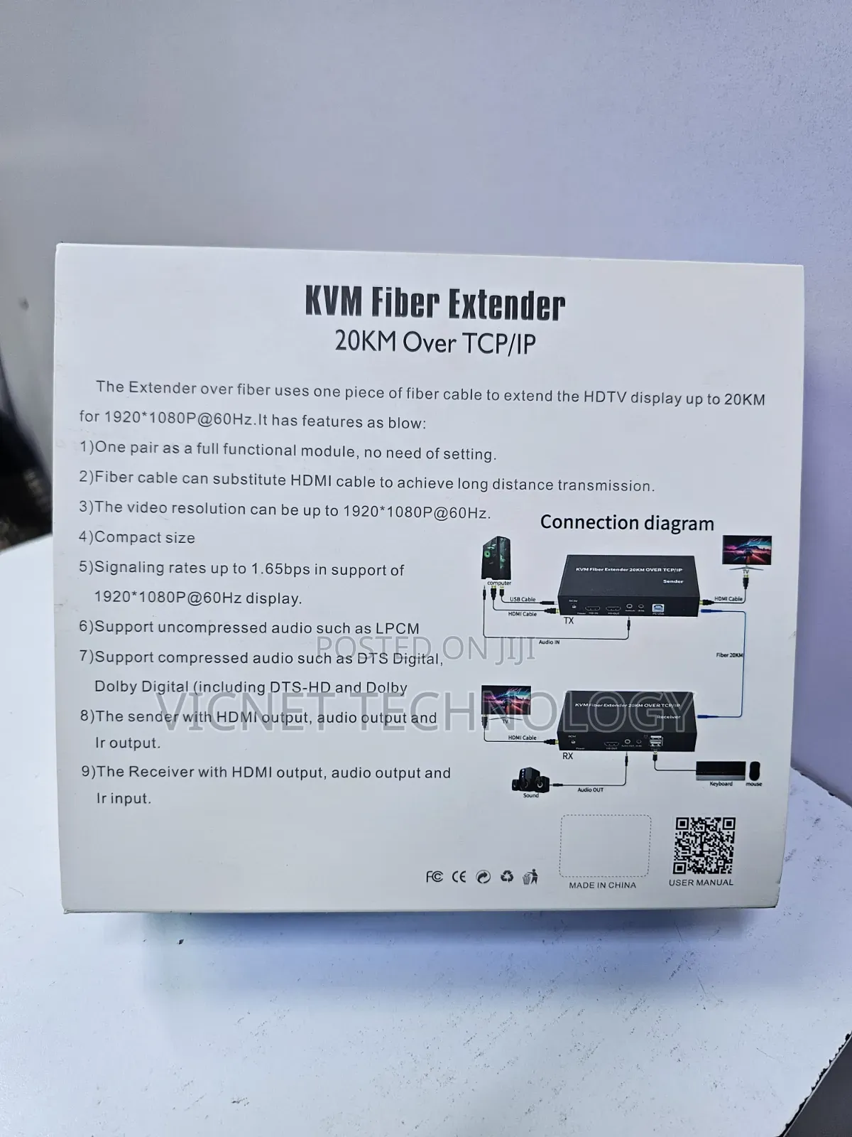 20km KVM Fibre Extender Over TCP/Ip