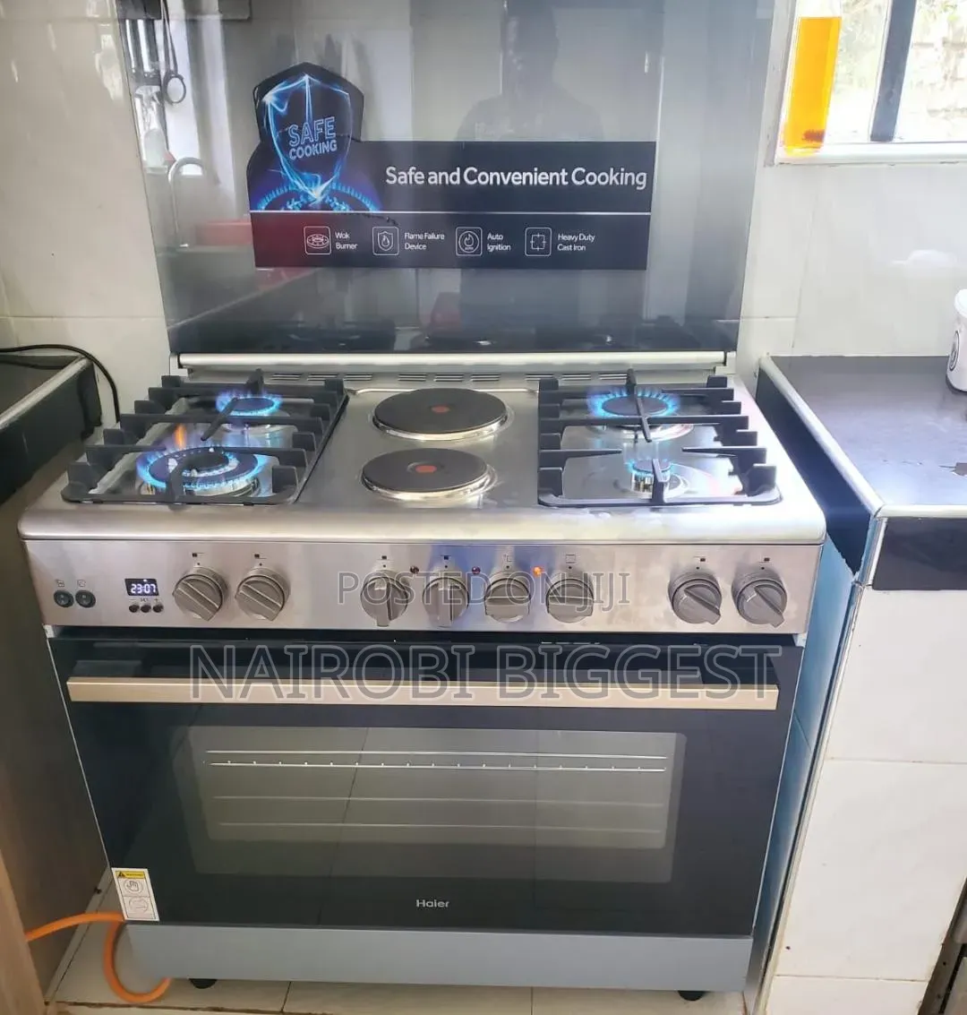 60*90 Haier 4+2 Standing Cooker With Wide Oven,Wok Burner and Sensor