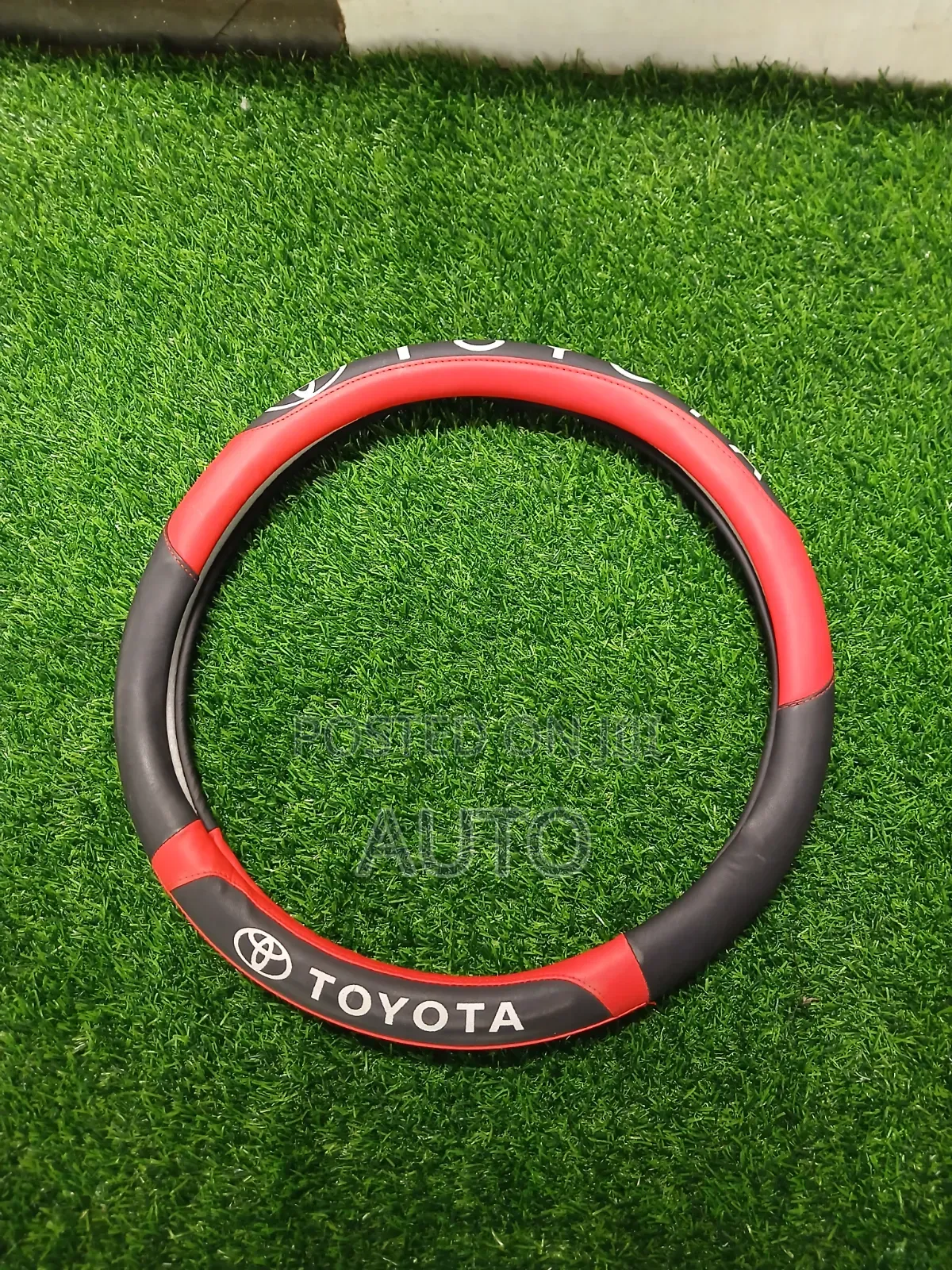 Toyota Steering Wheel Cover – Premium Leather Grip Red Black