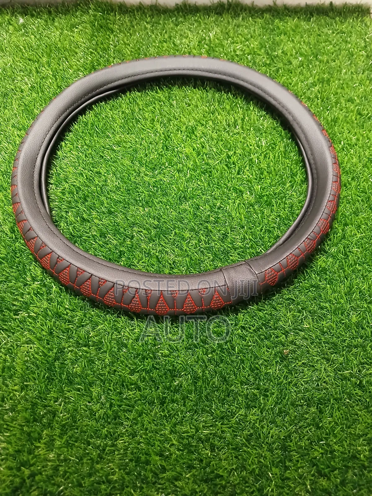 Black Steering Wheel Cover Red Stitching Sport Grip Universal