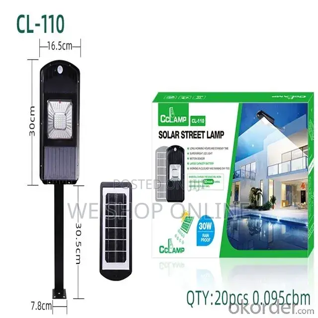 30w Super Bright Solar Street Light With Led Motion Sensor