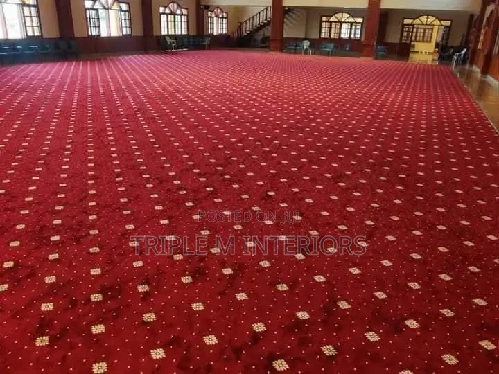 Redefine Your Spaces With Opulent Red Dotted Carpet Finish