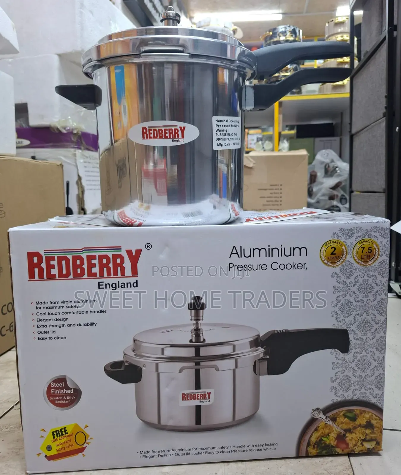 Redberry Aluminium Pressure Cooker 7.5l