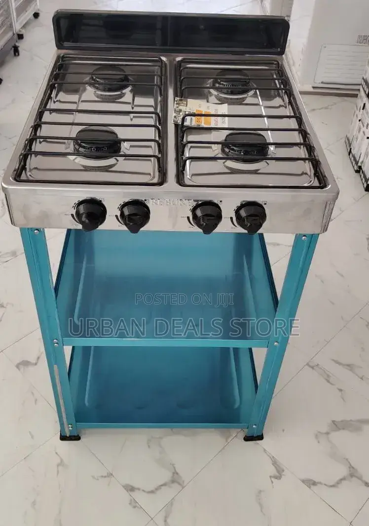 Rebune 4 Burner Standing Gas Stove With Shelves –