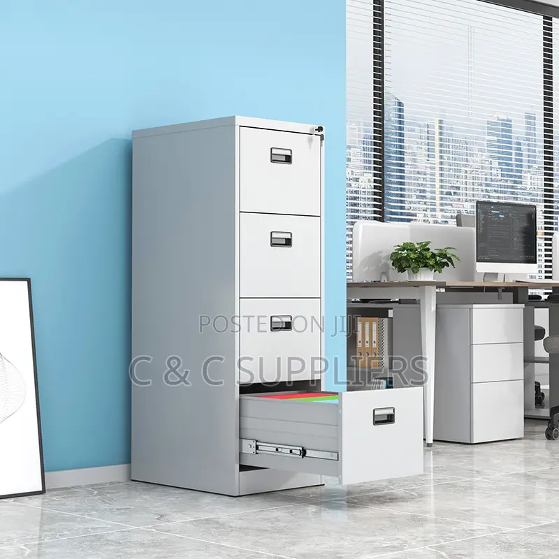 Office Cabinets: 4-Drawers Metallic Filing Office Cabinet