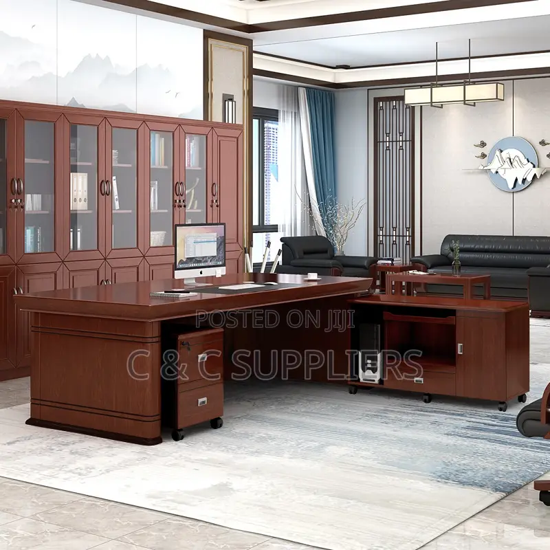 Office Desks; Executive Office Desk With Bookshelf - 160cm
