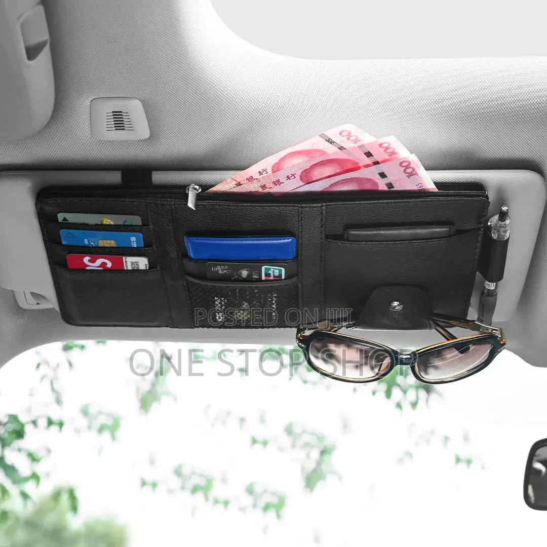 Pu Leather Sun Visor Organizer Hanging Phone Storage