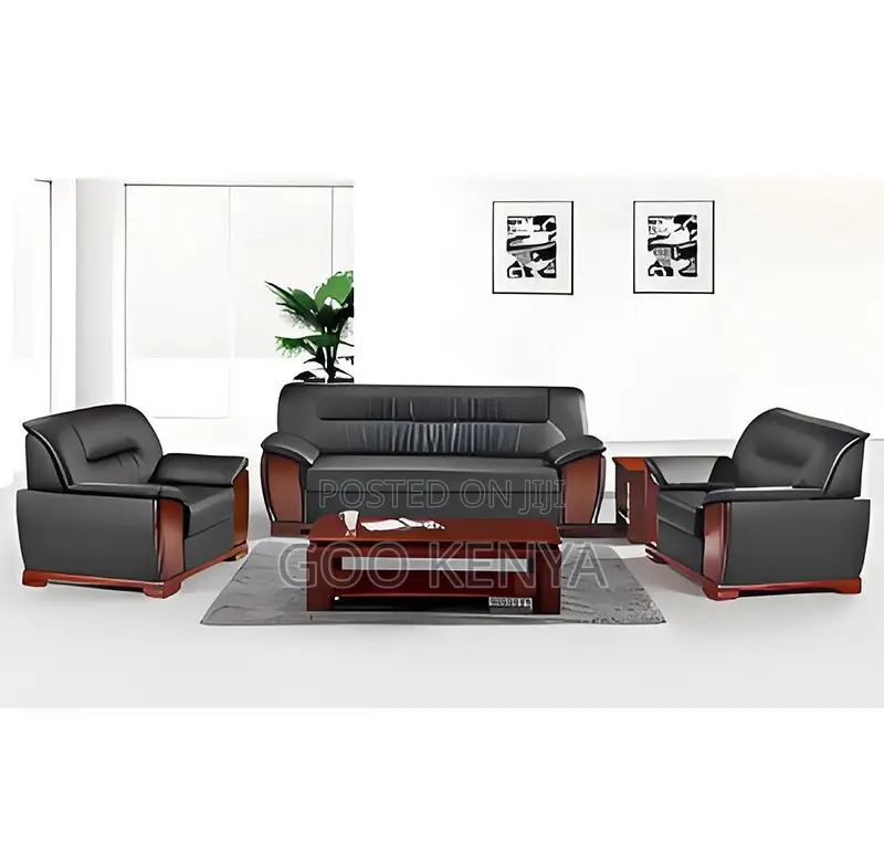 Office Waiting Sofa; Luxury 5 Seater Leather Office Sofa Set