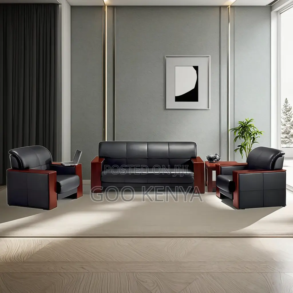 Office Waiting Sofa; Luxury 5 Seater Leather Office Sofa Set