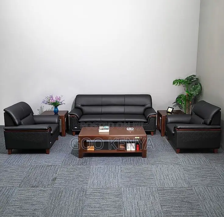 Office Waiting Sofa; Luxury 5 Seater Leather Office Sofa Set