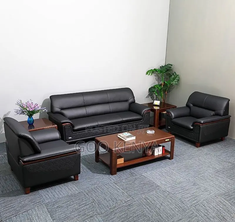 Office Waiting Sofa; Luxury 5 Seater Leather Office Sofa Set