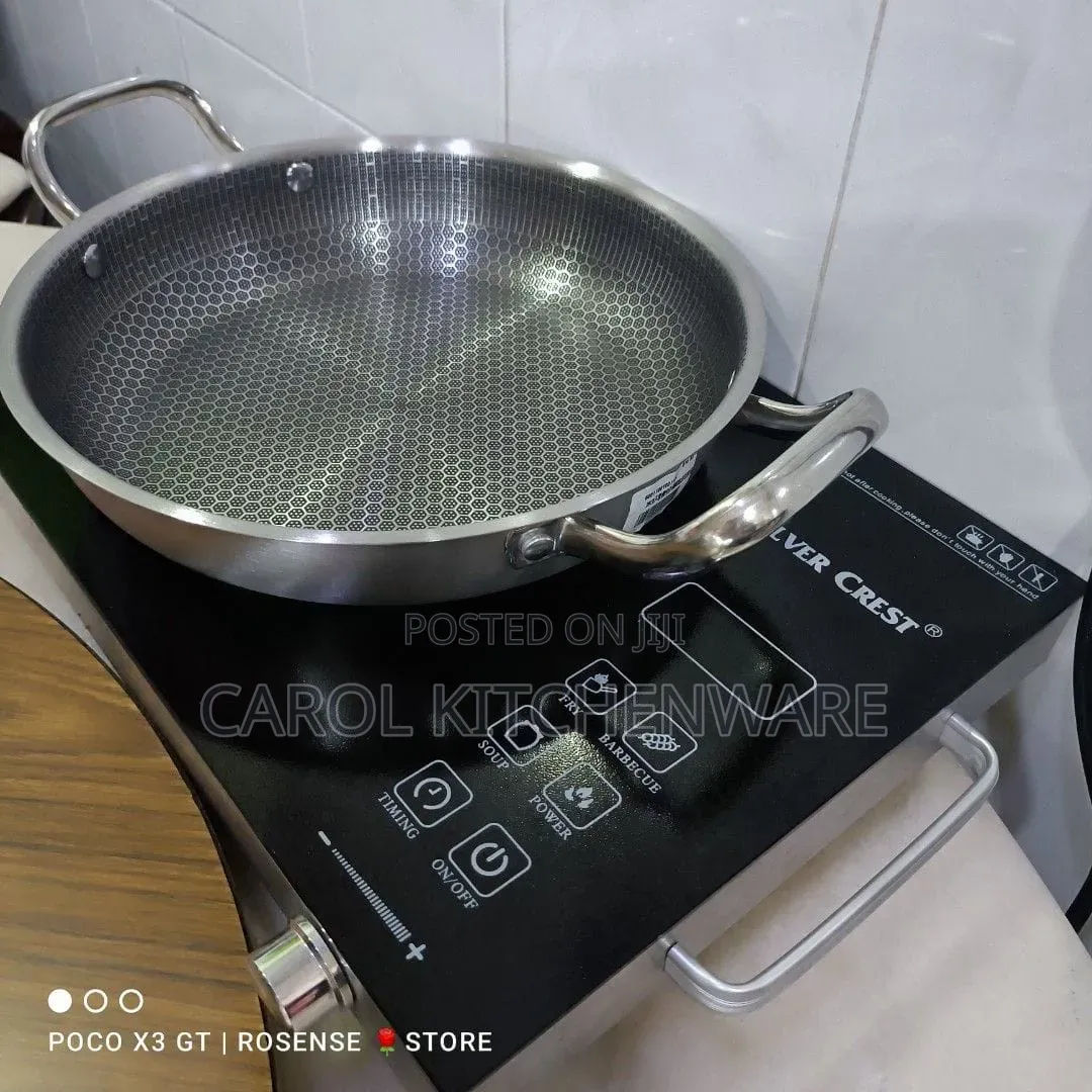2 Handle Honeycomb Stainless Steel Non Stick Pan