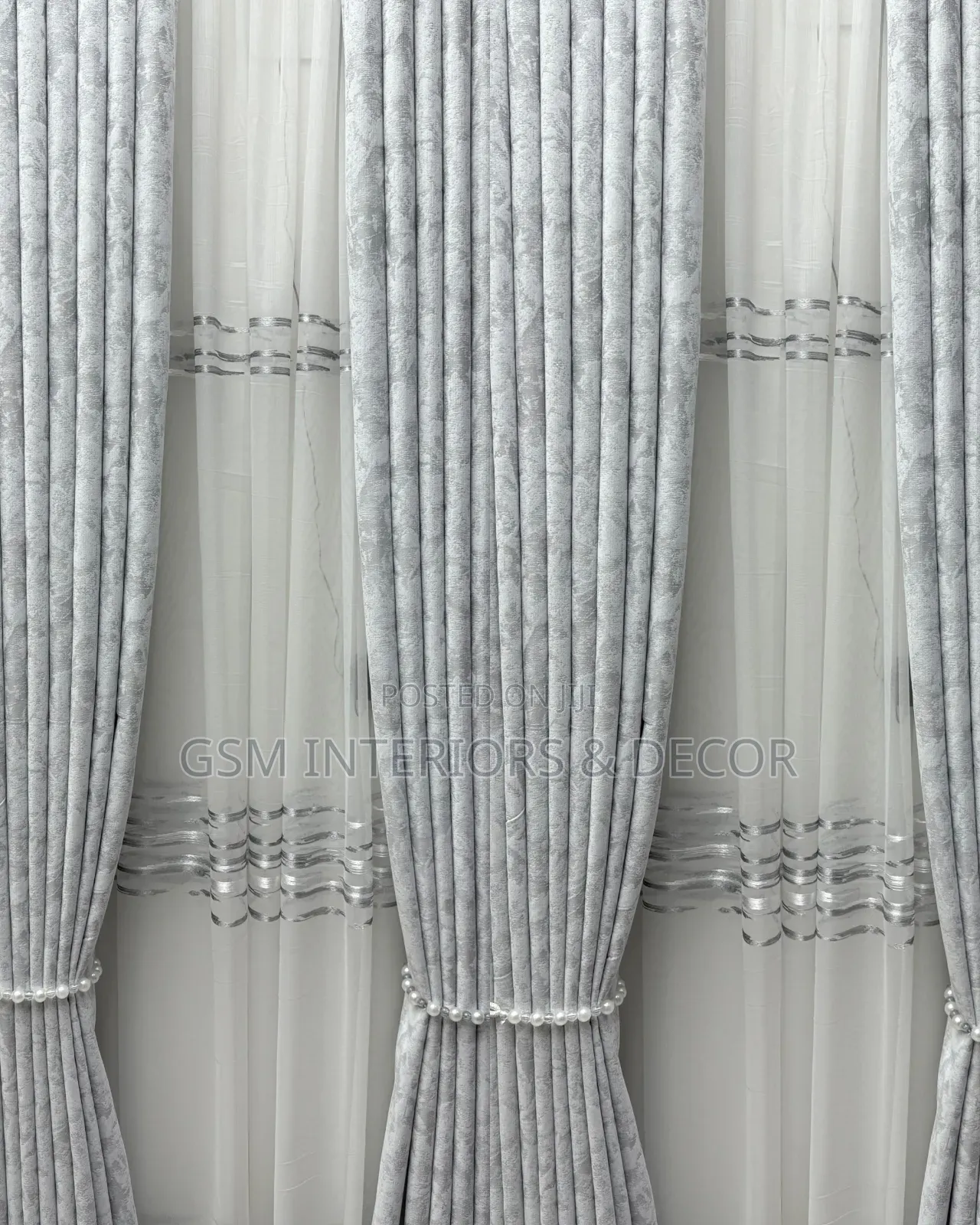 Quality Home Curtains in Off-White With Black Details