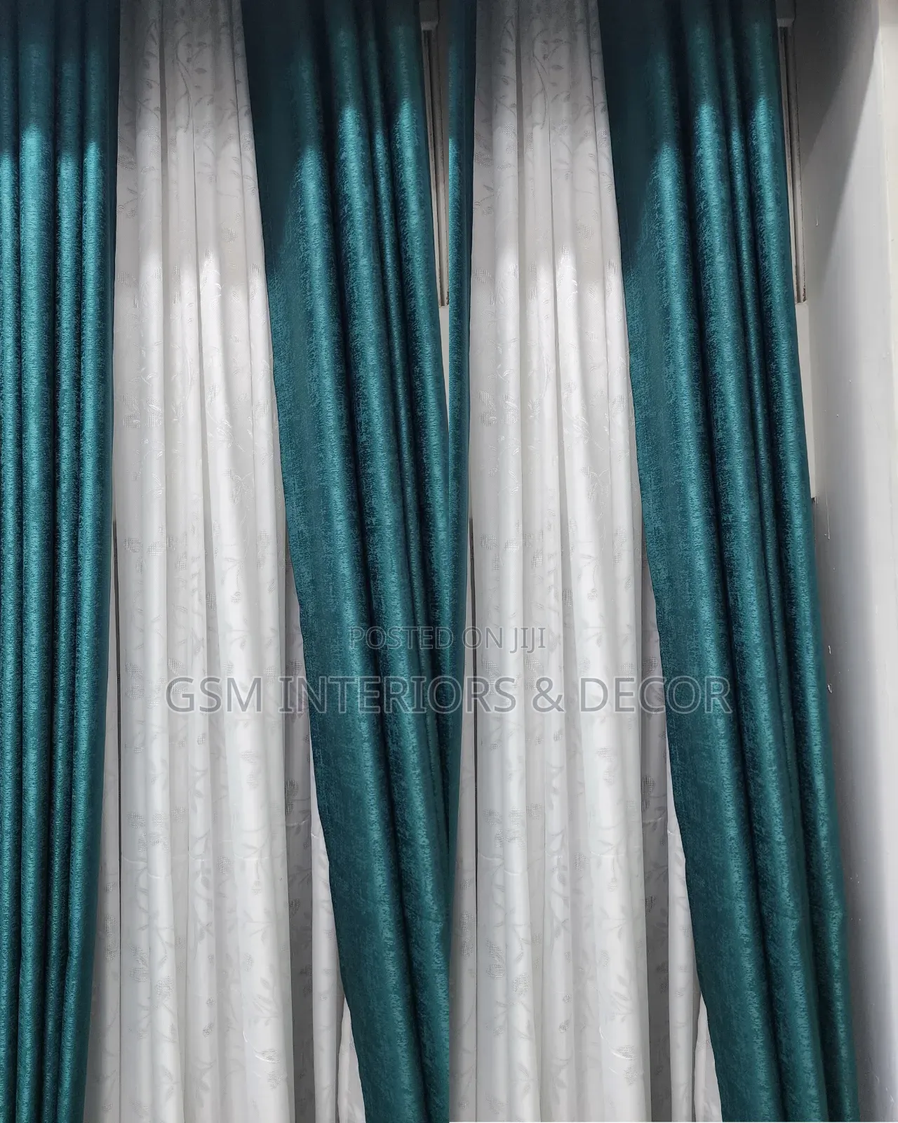 Tropical Green Heavy Curtains in Black Out Fabric